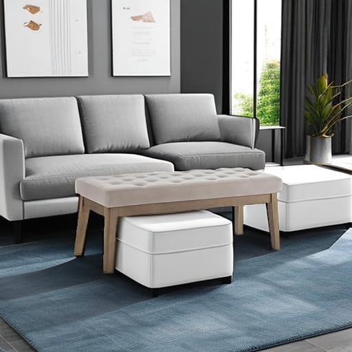 24KF Velvet Upholstered Buttons Tufted Entryway Bench with Solid Wood Leg,Bed Bench Ottoman with Padded Seat,5034-Taupe