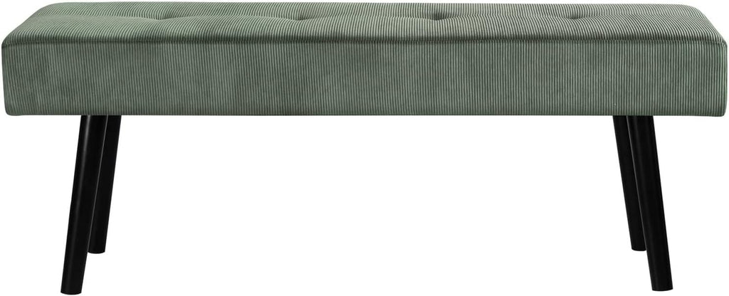 Entryway Bench - Green Bench for Bedroom, Modern Ottoman End of Bed, Corduroy Padded Benches for Living Room, Foyer, Mudroom, Hallway - 39" L x 14" W x 17" H