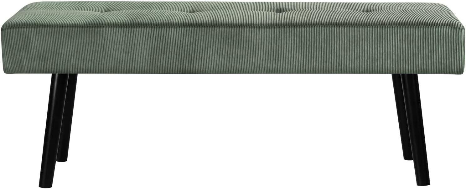 Entryway Bench - Green Bench for Bedroom, Modern Ottoman End of Bed, Corduroy Padded Benches for Living Room, Foyer, Mudroom, Hallway - 39" L x 14" W x 17" H
