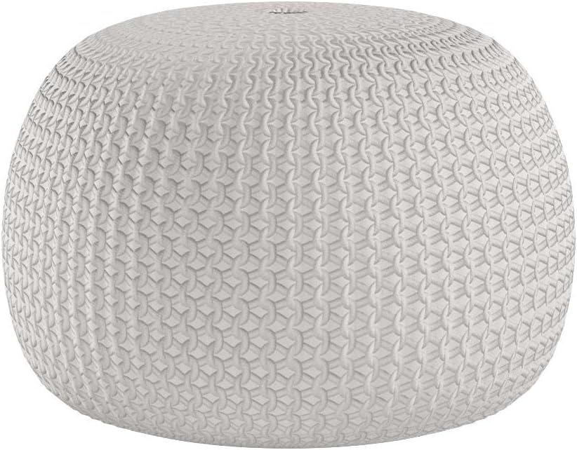 FRELISH DECOR Round Pouf Ottoman Hand Knitted 100% Cotton Pouf Foot Stool - Knitted Bean Bag - Floor Chair for Living Room Bedroom - Foot Rest for Couch (20 Diameter x 14 Height) - Natural