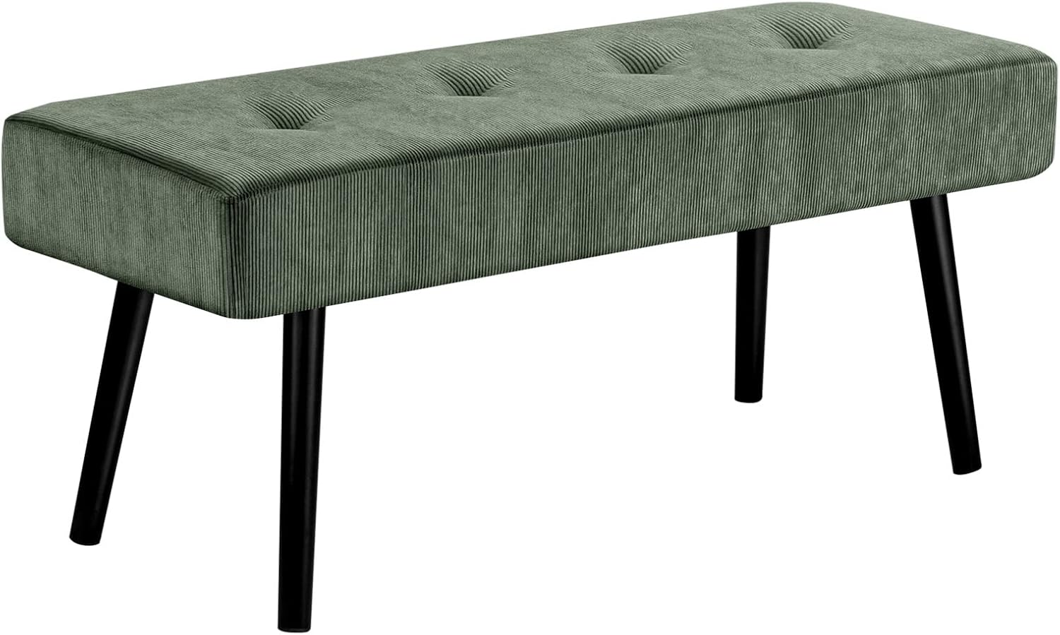 Entryway Bench - Green Bench for Bedroom, Modern Ottoman End of Bed, Corduroy Padded Benches for Living Room, Foyer, Mudroom, Hallway - 39" L x 14" W x 17" H