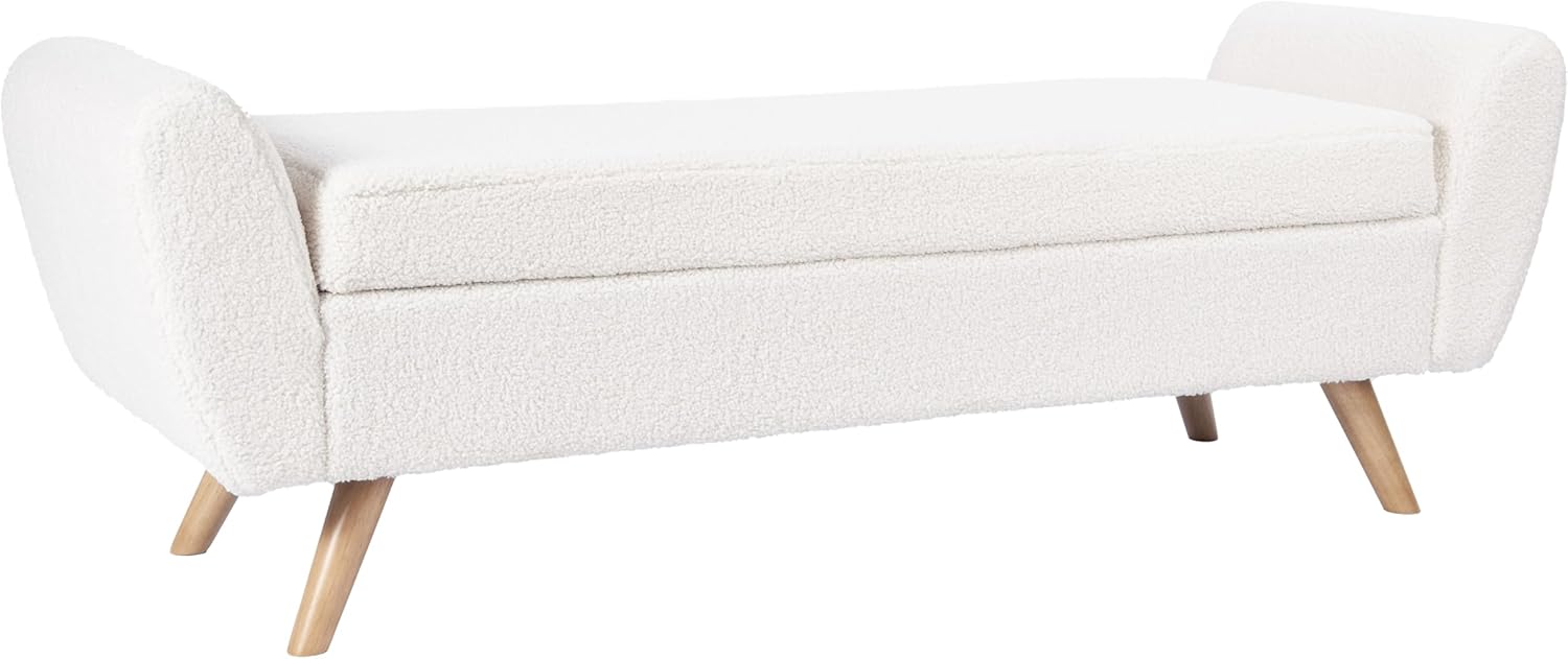 HomePop Modern Storage Bench with Wood Legs Home Décor|Bench with Storage for Living Room & Bedroom - Olive Green Woven