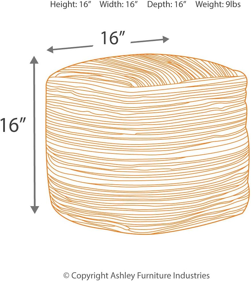 Signature Design by Ashley Absalom Hemp Pouf, 16 x 16 Inches, Multicolored