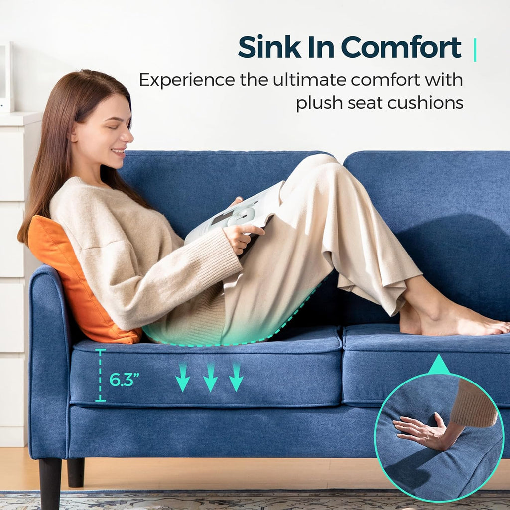 LINSY Loveseat Sofa Couch - Comfy 58" Small Loveseat for Small Spaces Modern Couches with Thick Cushion, Ergonomic Design Soft Sofa for Living Room Bedroom Apartment (Blue)
