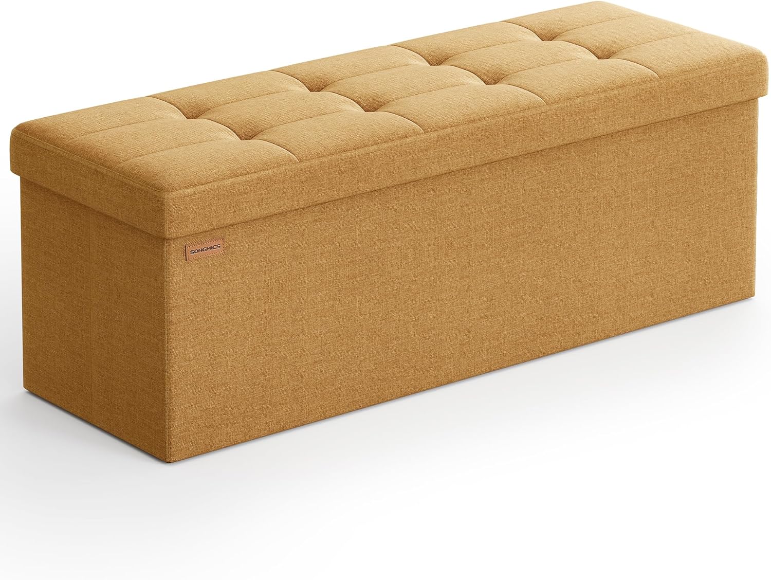 SONGMICS MAZIE Collection - 43 Inches Folding Storage Ottoman Bench, Ottoman Foot Rest, End of Bed Bench, Storage Chest, Load 660 lb, for Living Room, Bedroom, Entryway, Dark Gray ULSF77K