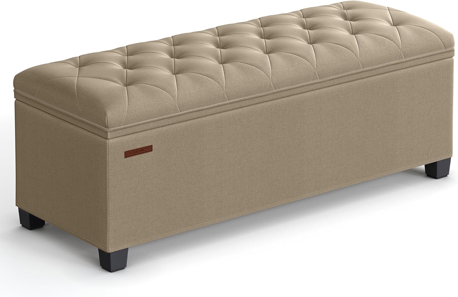 SONGMICS Storage Ottoman Bench, Foot Rest with Legs, 15.7 x 43.3 x 15.7 Inches, End of Bed Bench, Storage Chest, Load up to 660 lb, for Living Room, Bedroom, Entryway, Dark Gray ULSF088G01