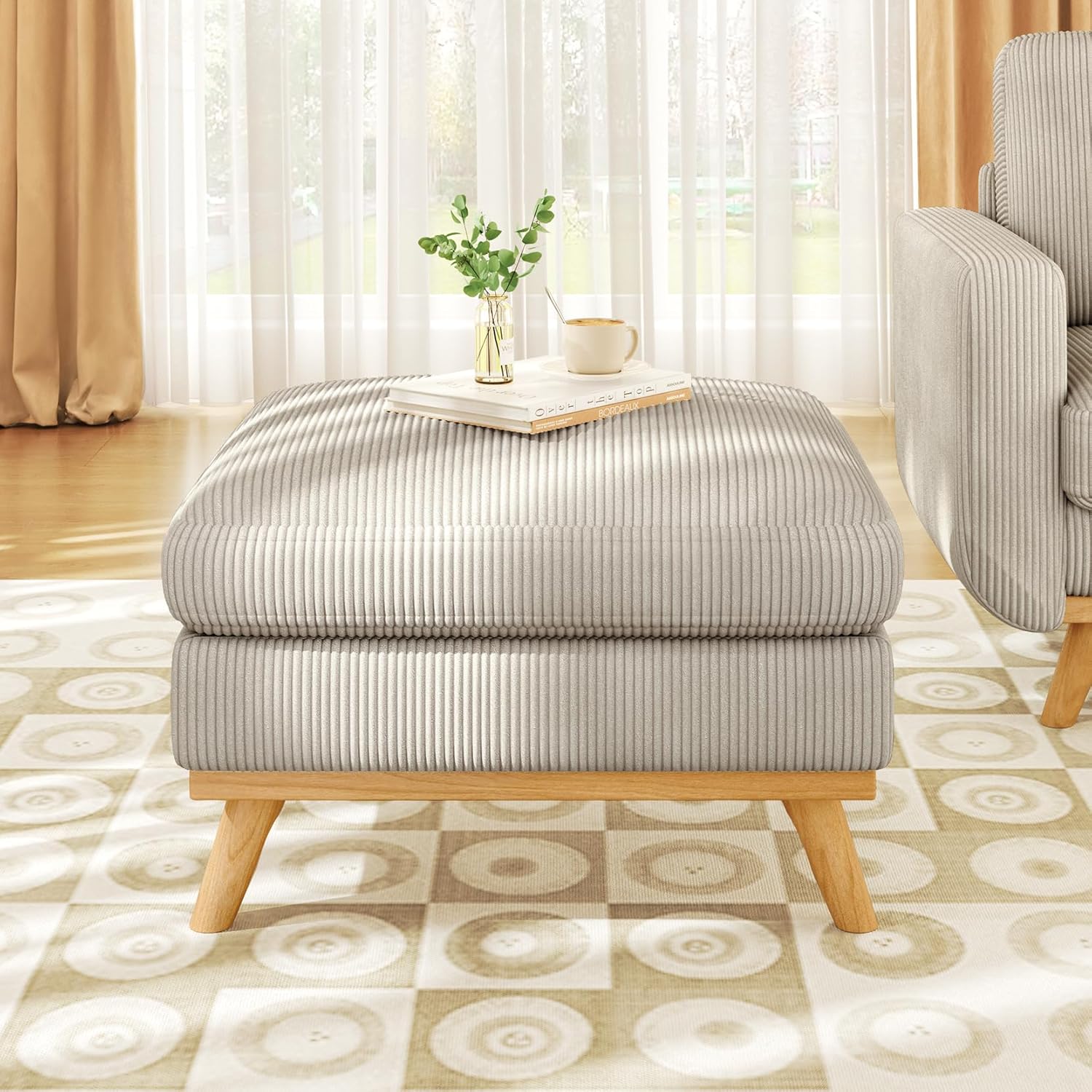 Vesgantti 68" Loveseat Sofa - Green, Comfy Corduroy with Spring Cushion, Solid Wood Frame, Modern Deep Seat, Bedroom & Living Room, Office Couch