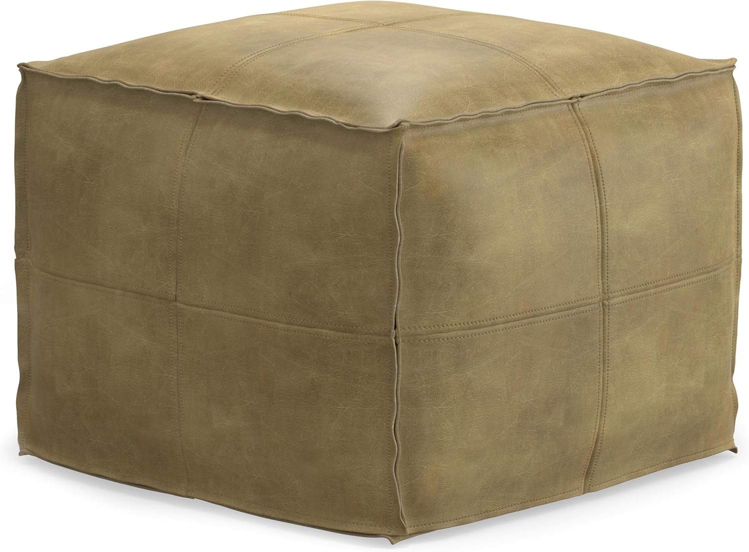 SIMPLIHOME Grady Boho Square Pouf in Blue, Natural Handloom Woven for the Living Room, Bedroom and Kids Room