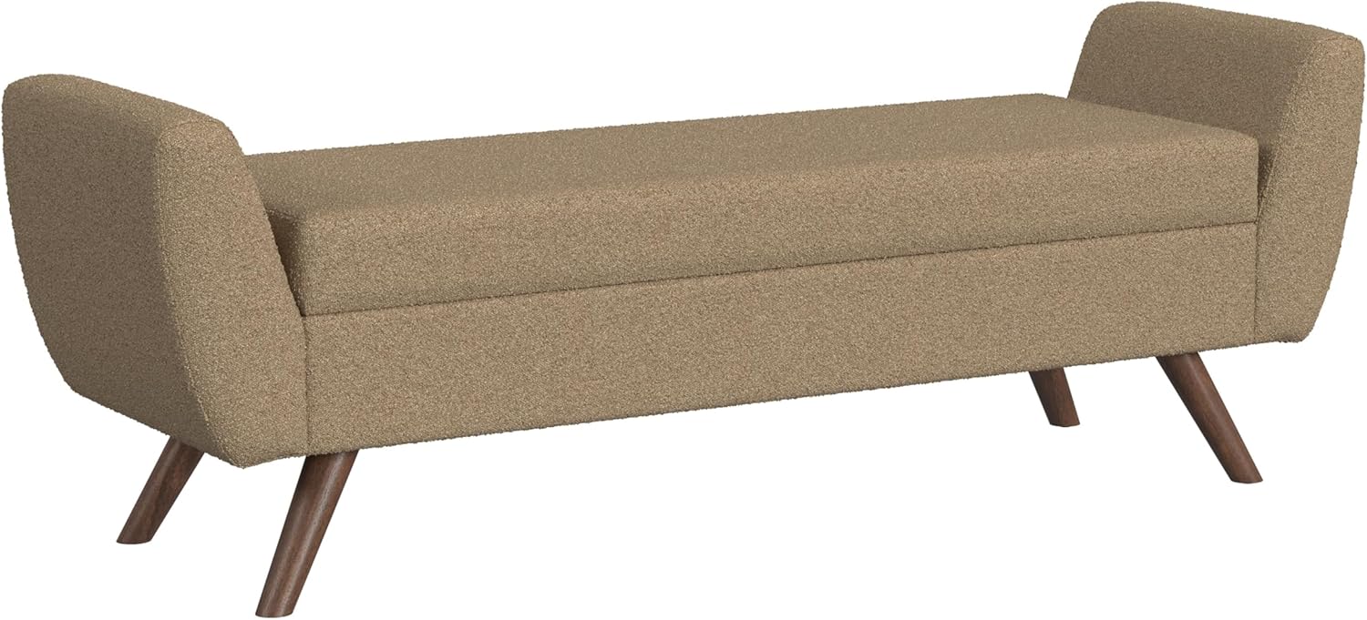 HomePop Modern Storage Bench with Wood Legs Home Décor|Bench with Storage for Living Room & Bedroom - Olive Green Woven