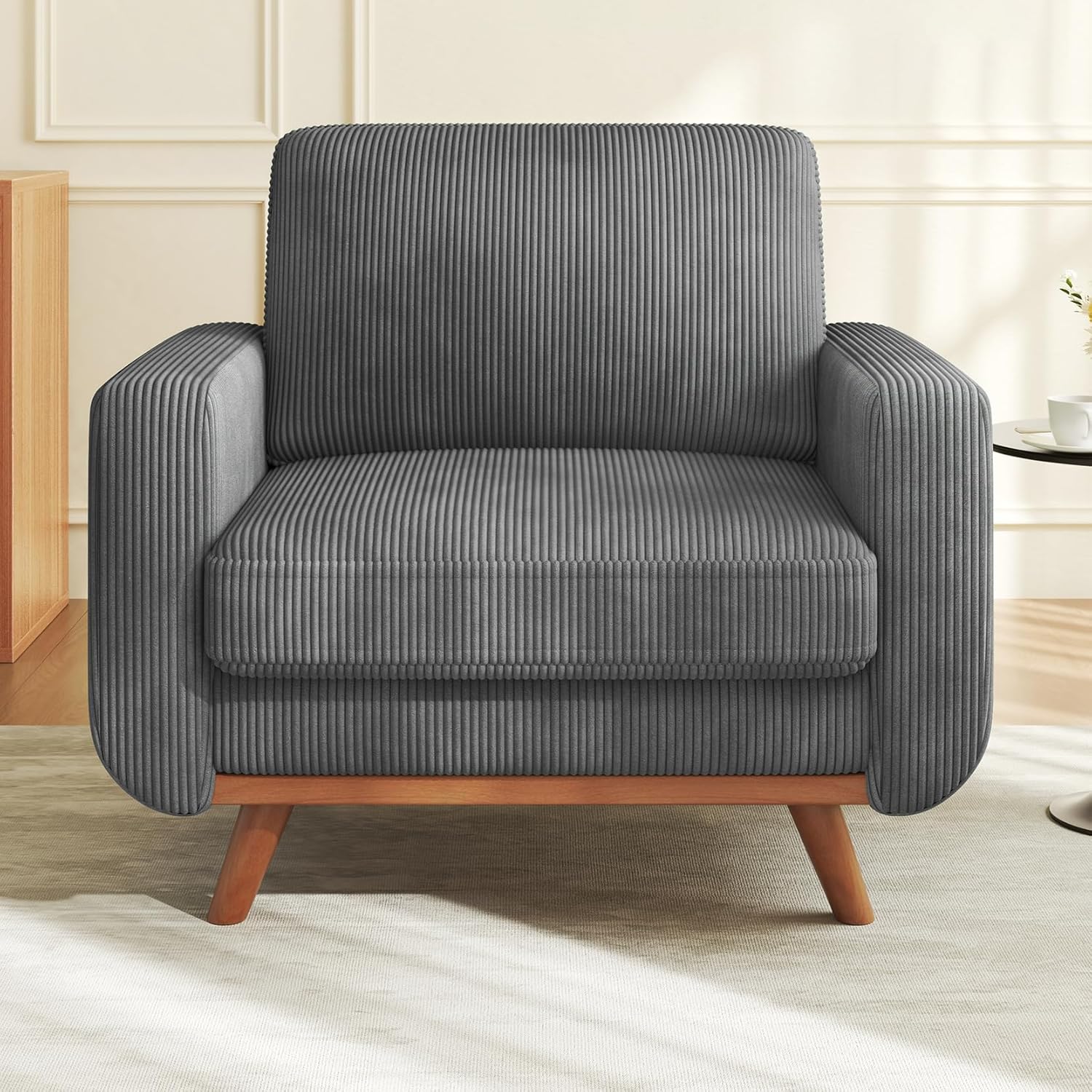 Vesgantti 68" Loveseat Sofa - Green, Comfy Corduroy with Spring Cushion, Solid Wood Frame, Modern Deep Seat, Bedroom & Living Room, Office Couch