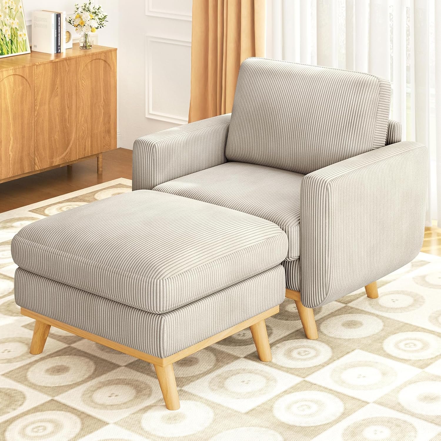 Vesgantti 68" Loveseat Sofa - Green, Comfy Corduroy with Spring Cushion, Solid Wood Frame, Modern Deep Seat, Bedroom & Living Room, Office Couch