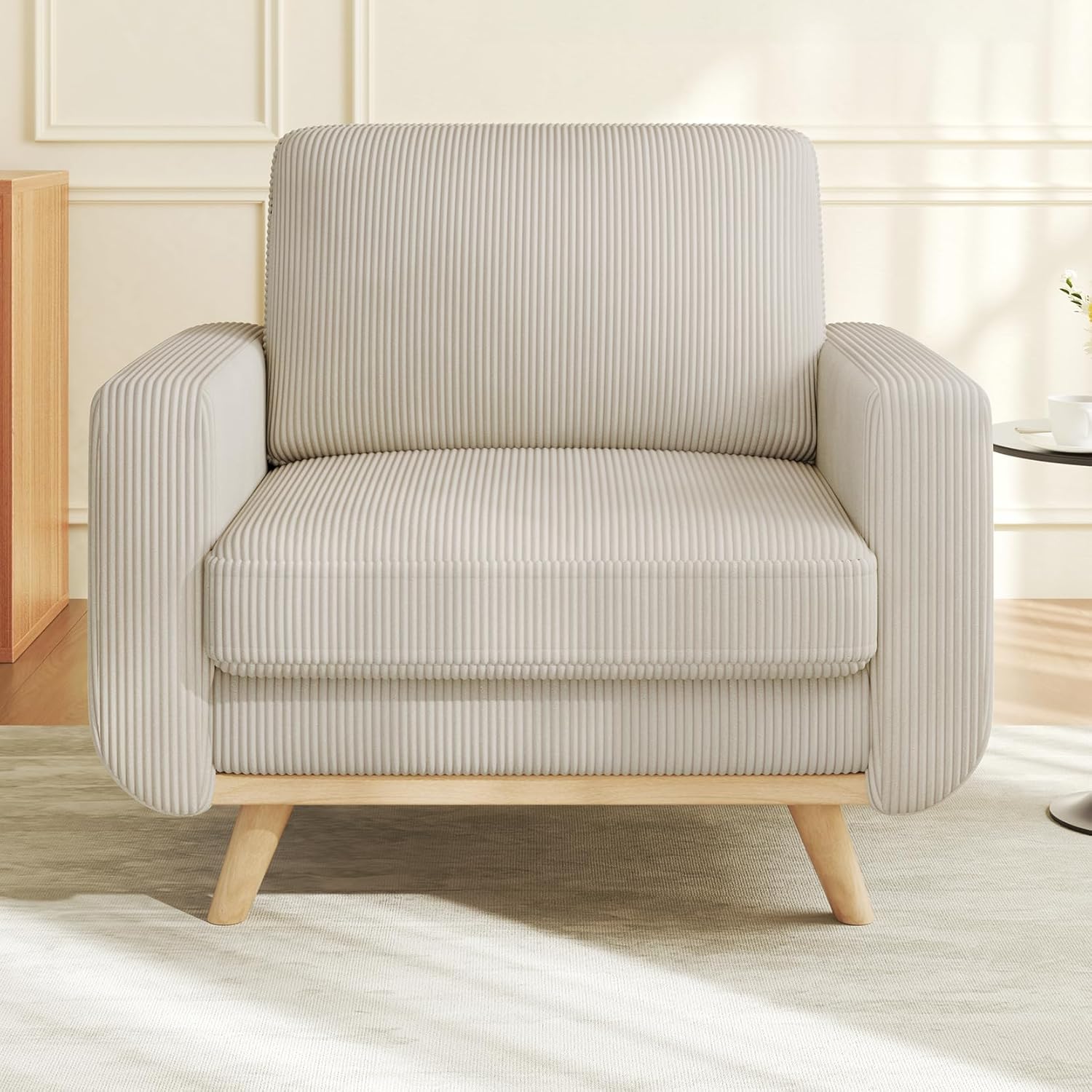 Vesgantti 68" Loveseat Sofa - Green, Comfy Corduroy with Spring Cushion, Solid Wood Frame, Modern Deep Seat, Bedroom & Living Room, Office Couch