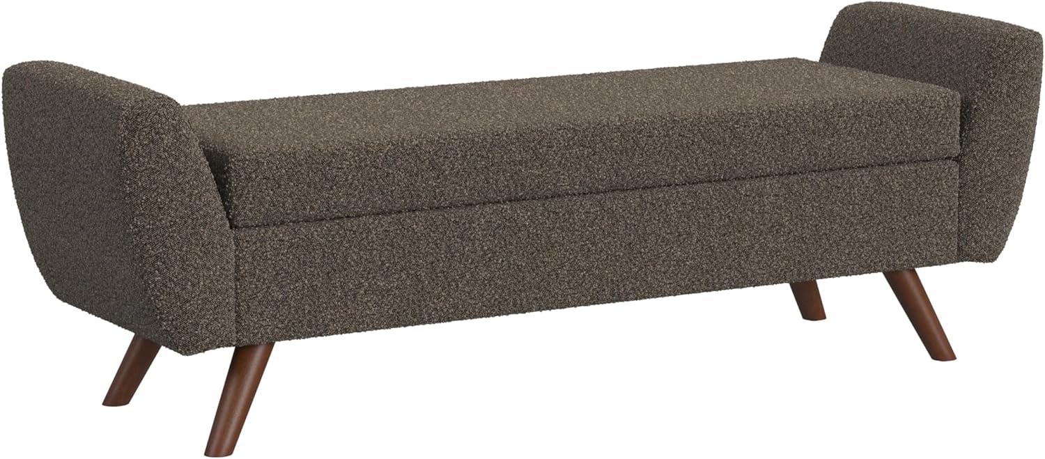 HomePop Modern Storage Bench with Wood Legs Home Décor|Bench with Storage for Living Room & Bedroom - Olive Green Woven