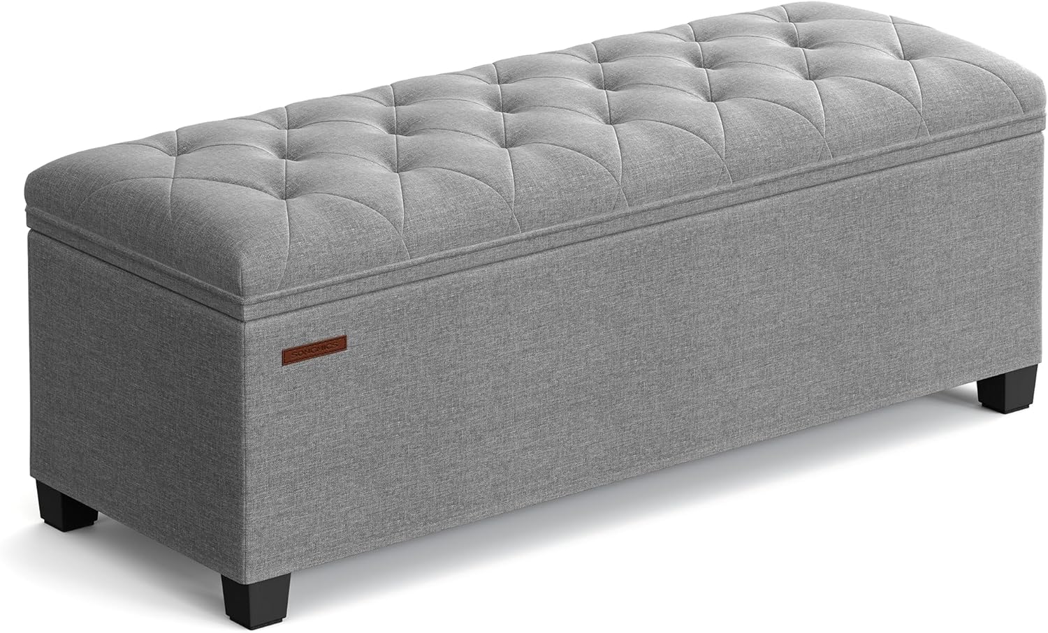 SONGMICS Storage Ottoman Bench, Foot Rest with Legs, 15.7 x 43.3 x 15.7 Inches, End of Bed Bench, Storage Chest, Load up to 660 lb, for Living Room, Bedroom, Entryway, Dark Gray ULSF088G01