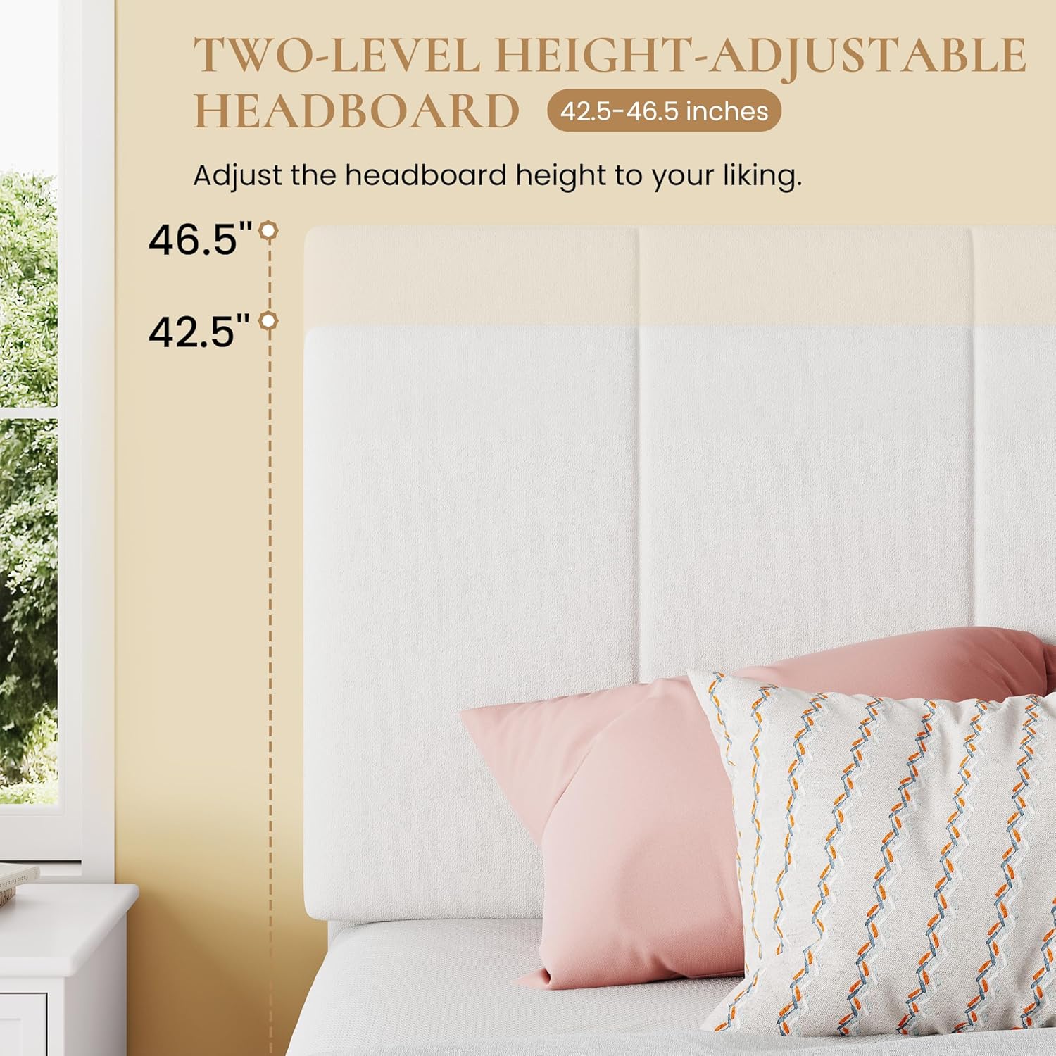 SHA CERLIN King Size Lift Up Storage Bed Frame, Adjustable Headboard, Hydraulic Support, Velvet Upholstered, Easy Installation, No Box Spring Needed, White