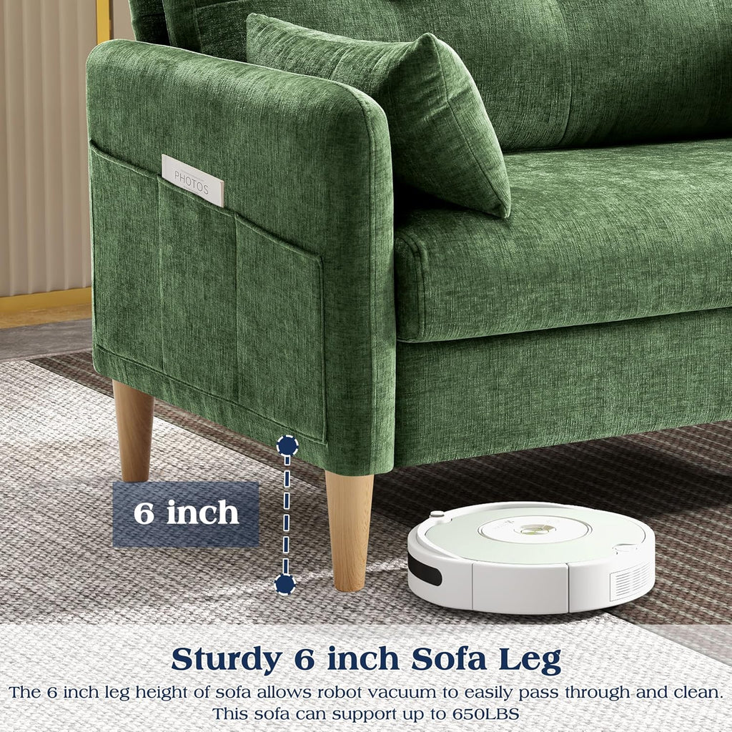 Hanherry Loveseat Sofa, 47” Small Couch for Living Room, Comfy Chenille Fabric Love Seat for Bedroom with Throw Pillow,Removable Cushion Cover,Couches for Small Space,Apartment,Dorm